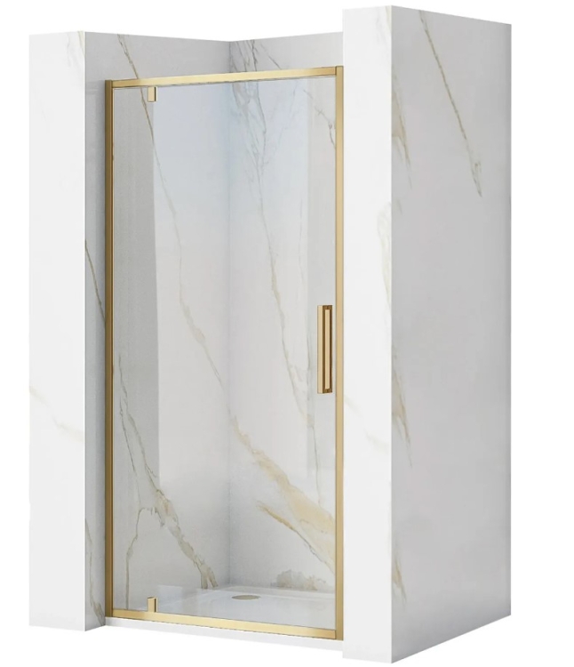Puerta de ducha Rea Rapid Swing 90x195, cristal de seguridad, transparente, dorado cepillado (REA-K2502)