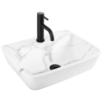 Lavabo Rea Altea Cloudy 45,5x36 mármol, blanco (REA-U9242)