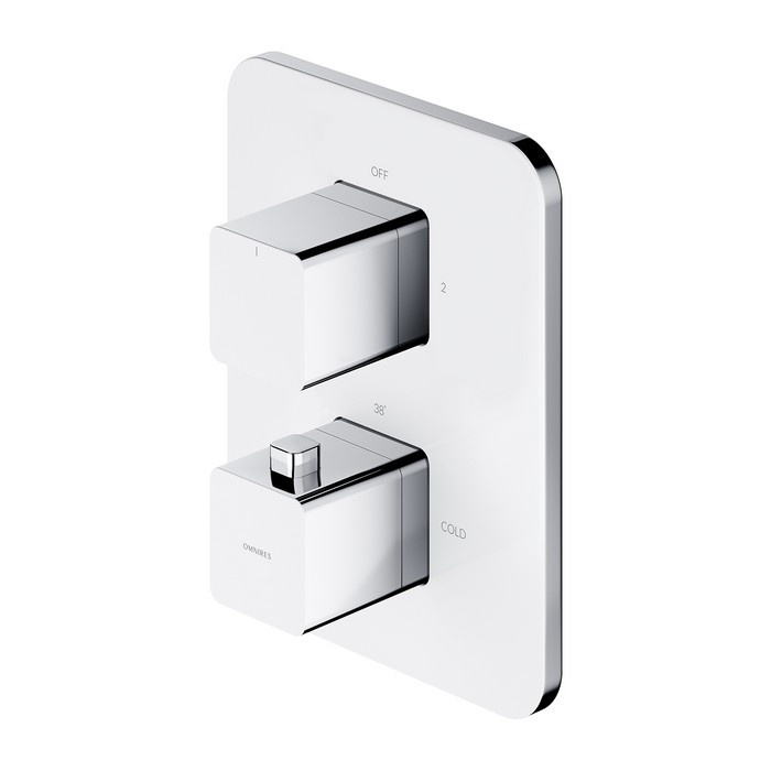bath and shower mixer with thermostat Omnires Parma chrome/white (PM7436CRB)