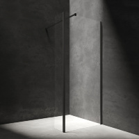 Mampara de ducha Omnires Marina Walk In 100x30cm cristal de seguridad, color negro (MA1030BLTR)