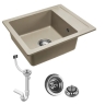 Fregadero de cocina Rea Rino 49x52 beige (ZLE-00105) + sifón
