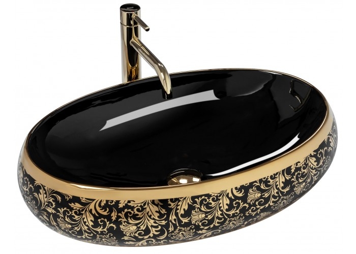 washbasin Rea Meryl 60x40,5 black-gold (REA-U8811)
