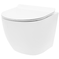 Inodoro Rea Carlo Tornado Mini Rimless, cisterna Tornado, asiento de Duroplast de descarga lenta Slim N, blanco (REA-C1259)