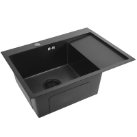 Fregadero de cocina Rea Fin 62x48 con sifón, negro (ZLE-06014)