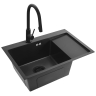 Fregadero de cocina Rea Fin 62x48 con sifón, negro (ZLE-06014)