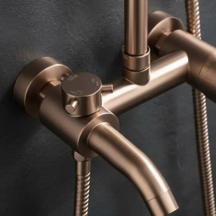 душевая система Rea Luis с изливом, brushed copper (REA-P7156)