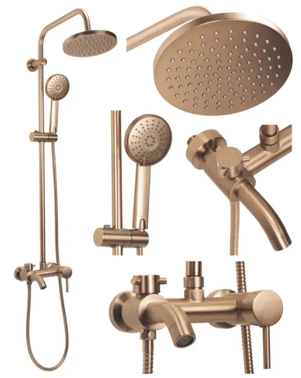 душевая система Rea Luis с изливом, brushed copper (REA-P7156)