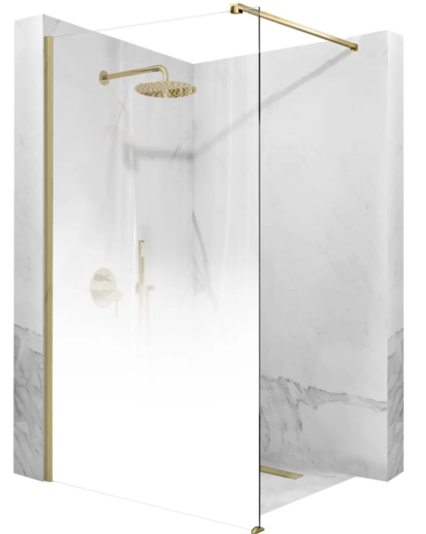 Mampara de ducha Rea Aero Ombre 110x195 cristal de seguridad, dorado cepillado/blanco (REA-K2465)