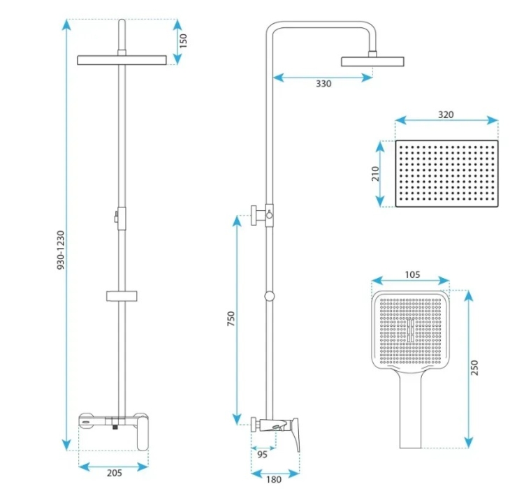 душевая система Rea Joe с изливом, brushed gold (REA-P5656)