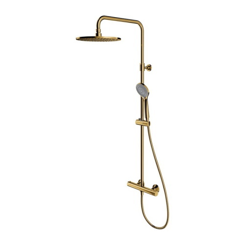 Omnires Y gold shower system with thermostatic mixer and shower (Y1244LUXLGL)