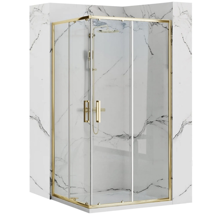 shower cabin Rea Punto 80x100 transparent glass, gold (REA-K6442)