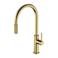 смеситель для кухни Omnires Switch на две воды с выдвижным изливом, brushed brass (SW9059BSB)