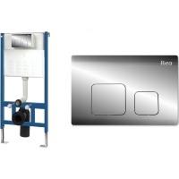 Sistema de instalación Rea para inodoro + pulsador F cromado (REA-E0019)