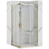 Cabina de ducha Rea Punto 80x80 cristal transparente, dorado (REA-K6441)