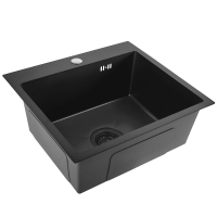 Fregadero de cocina Rea Leo 50x45 con sifón, negro (ZLE-06005)