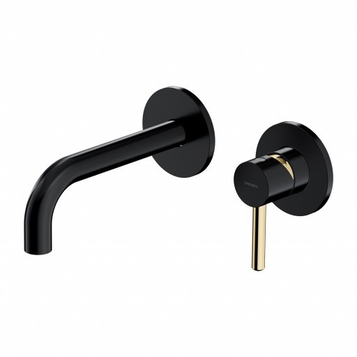 Mezclador de lavabo empotrado Omnires Y negro/dorado (Y1215HBLGL)