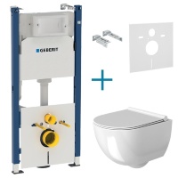 Inodoro Rea Carter Rimless + asiento slim n soft-close + instalación Geberit Duofix (REA-C1450 + 458.126.00.1)