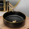 washbasin Rea Sami 36x36 black matt/gold (REA-U0595)