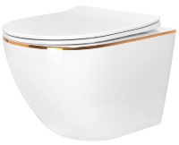 Inodoro Rea Carlo mini borde blanco dorado + asiento duroplast (REA-C1222)