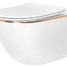 Inodoro Rea Carlo mini borde blanco dorado + asiento duroplast (REA-C1222)