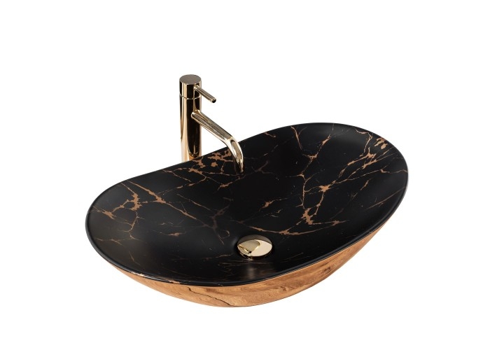 washbasin Rea Royal 36x60,5 black marble gold (REA-U8008)
