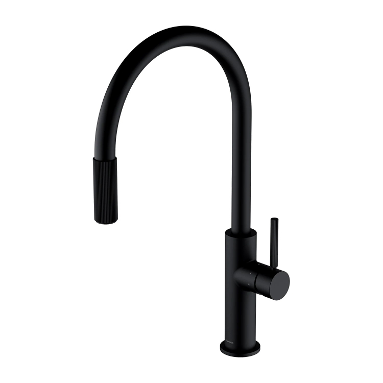 смеситель для кухни Omnires Switch на две воды с выдвижным изливом, matt black (SW9059BL)