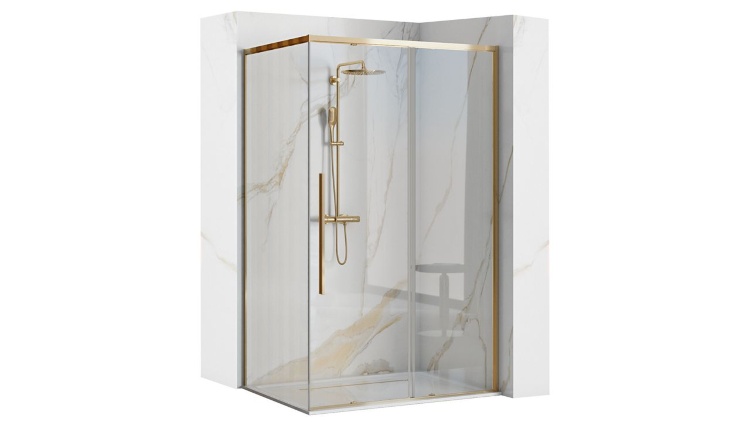 Cabina de ducha Rea Solar 90x90 vidrio de seguridad dorado transparente (REA-K4900)