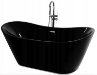 Bañera acrílica Rea Ferrano 170x80 negra + sifón + tapón clic/clack (REA-W6000)