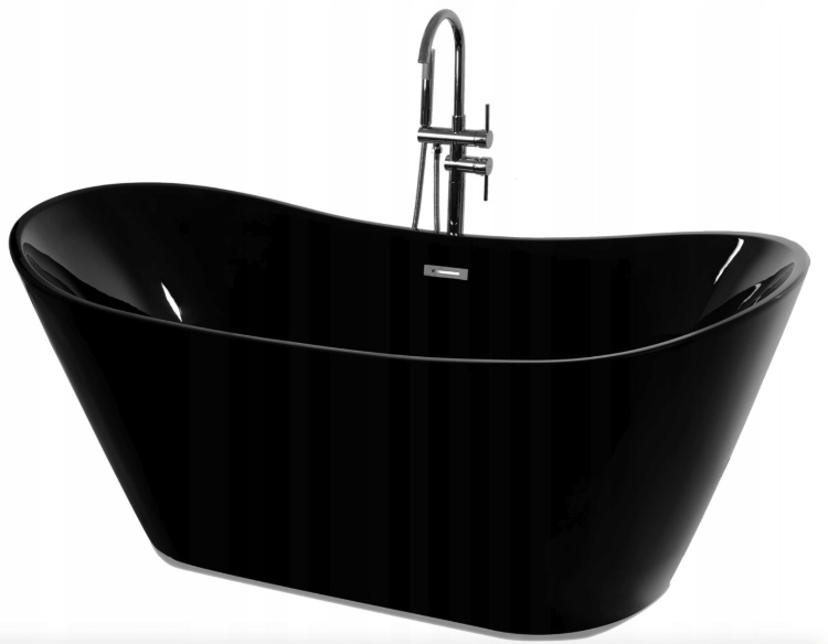 acrylic bathtub Rea Ferrano 170x80 black + siphon + click/clack plug (REA-W6000)