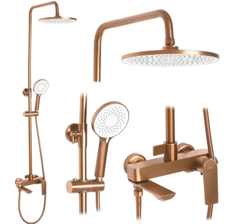 душевая система Rea Avalon с изливом, brushed copper (REA-P2418)
