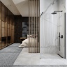 shower partition Rea Aero 100x195 black mat safety glass transparent (REA-K6596)