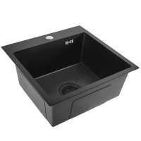 Fregadero de cocina Rea Leo 40x45 con sifón, negro (ZLE-06002)