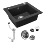 Fregadero de cocina Rea West 48,5x44 negro metalizado (ZLE-00121) + sifón