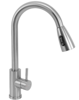 Grifo de cocina Rea Cross con caño extraíble, níquel (REA-B5308)