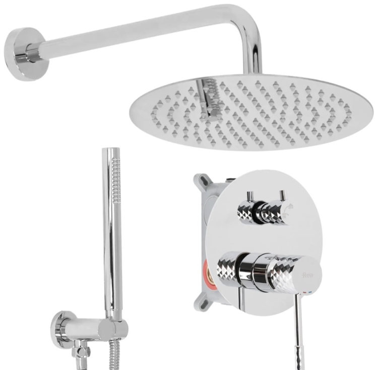 душевая система Rea Lungo Diamond + box скрытого монтажа, без излива, chrome (REA-P6963)