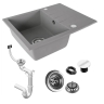 Fregadero de cocina Rea North 48,5x59,5 gris (ZLE-00128) + sifón