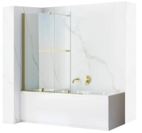 Cortina de ducha Rea Fabian 100x140, cristal cepillado dorado transparente (REA-K6527)