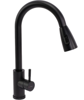 Grifo monomando de cocina Rea Cross con caño extraíble, negro (REA-B5309)