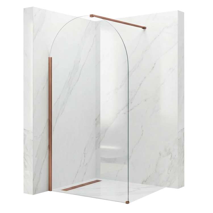 душевая стенка Rea Heaven 90x200 безопасное стекло, прозрачное brush copper (REA-K6686)