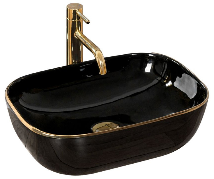 Lavabo Rea Belinda 33x46,5 negro/dorado (REA-U8796)