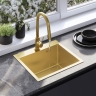 Fregadero de cocina Rea Leo 50x45 con sifón, dorado cepillado (ZLE-06004)