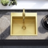 Fregadero de cocina Rea Leo 50x45 con sifón, dorado cepillado (ZLE-06004)