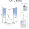 shower cabin Rea Punto 80x100 black safety glass, transparent (REA-K4806)