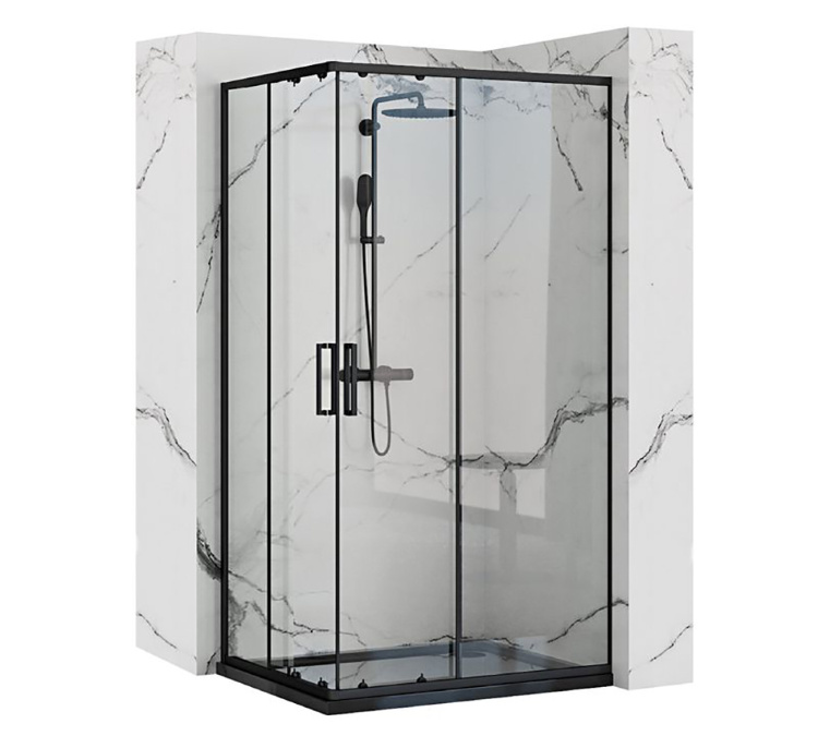 shower cabin Rea Punto 80x100 black safety glass, transparent (REA-K4806)