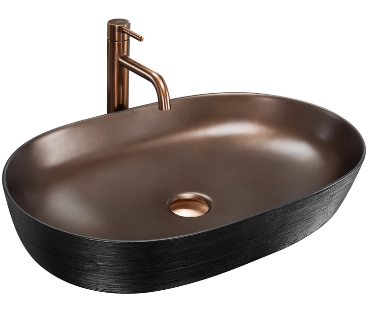 Lavabo Rea Cleo 60,5x41 negro/cobre cepillado (REA-U6383)