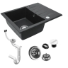 Fregadero de cocina Rea North 48,5x59,5 pintado negro (ZLE-00125) + sifón