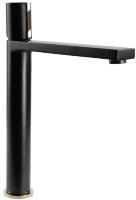 Mezclador de lavabo Rea ICON alto, negro dorado mate (REA-B5681)