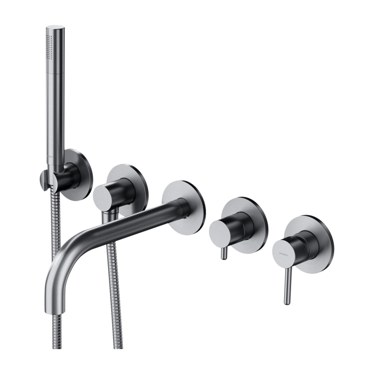 Mezclador de baño Omnires Y de 5 orificios, níquel (Y1237/1NI)