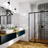 shower door Rea Alex 100x190 black transparent glass (REA-K9639)