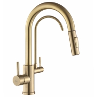 Grifo de cocina Rea Eco Fresh con caño extraíble, oro cepillado (REA-B7596)
